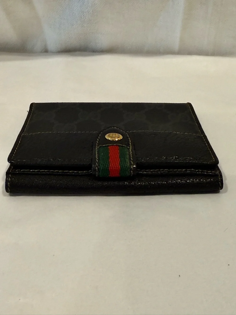 Vintage Gucci Black GG Canvas Wallet Sherry Line Accent - Picture 6 of 8
